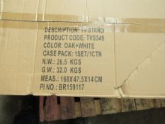 TVS349 oak & white TV stand