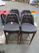 4x Leather Effect High Back Stools