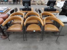 6x Leather Effect Chairs with Metal Frames