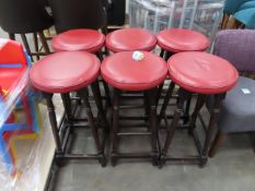 6x Stools, Wooden Framed with Leather Effect Tops