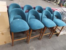 8x Upholstered Turquoise High Back Stools