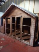 Incomplete wooden pitched roofed summer house (no glass) 3260mm(w) x 2100mm(d) x 2750mm(h) –