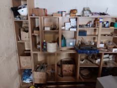 Contents to shelving unit to include quantity of tooling, screws, sealants, ironmongery, hand