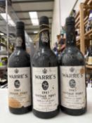 3 x bottles 1983 Warre's Vintage Port