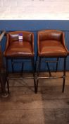 2 x Leather upholstered with galvanised steel back
