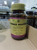Assortment of Solgar supplements as lotted to include 2 x jars female multiple tablets, 10 x Extra
