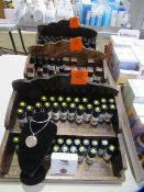Assortment of Pure Essential Oils to 3 x wooden displays to include grapefruit, ginger, rose