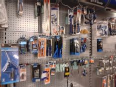 Large quantity of Draper handtools and powertool accessories to display stands to include sockets,