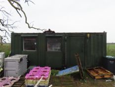 2 containers joined together. Overall dimensions approx 6.2m x 6m
