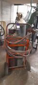 Twin gas battery trolley with hoses (Bottles excluded)