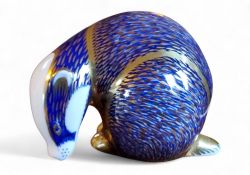 A Royal Crown Derby paperweight,  of a Badger, printed mark, gold stopper