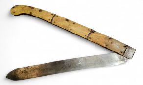 An 18th century oversized stag horn folding knife, the blade stamped Carpenter, possibly from a shop