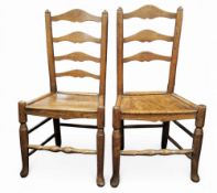 A pair of early 19th century ash and elm country kitchen chairs,  c.1830