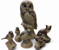 A large Poole stoneware model of an owl, by Barbara Linley-Adams, 32cm high, impressed mark;