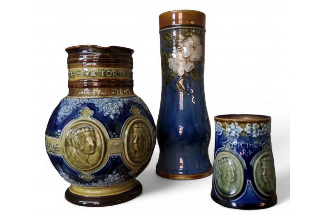 A late 19th century Doulton Lambeth stoneware jug,  commemorating Queen Victoria's Diamond