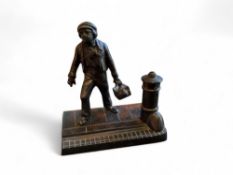 English School, 19th century, a dark patinated bronze, Shoe Shine, 9.5cm wide