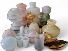 Vintage Lighting  - various 1970's glass light shades;  chrome light shades, ceiling lights, table