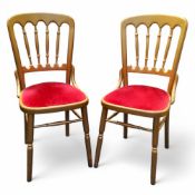 Office Furniture - a pair of giltwood side chairs, maroon drop-in seats, seat height 43cm