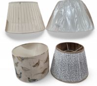 Lighting - a cylindrical light shade, with game birds on a tab ground, 40cm diam;   others (4)