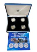 Numismatics - a Royal Mint 2003 Bridges Pattern silver proof £1 set ,  Forth Bridge,  Egyptian Arch,