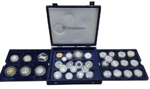 Millennium silver proof coins and others including Fiji 1999 £5, 925 silver, 31.44g; a República