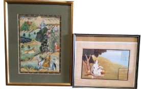 Indian Mughal School,  The Princely Tiger Hunt,  28 x 20cm;  etc (2)