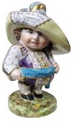 A Royal Crown Derby Mansion House Dwarf, painted by F Cowley, richly attired in 17th century