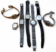 An Omega De Ville lady's tank wristwatch, signed quartz movement, white dial, Roman numerals,