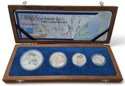 A South African Mint Wildlife Prestige Set The Elephant Silver Proofs, comprising four 925 silver