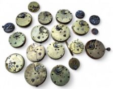 Pocket watch parts - quantity of gilt metal dust covers;   Pocket watch and watch signed movements
