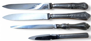 A silver hafted letter opener, Kings pattern, Mappin & Webb, Sheffield, 1972; a silver hafted letter