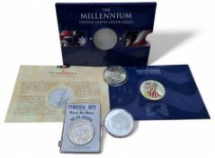 An United State of a America The Millennium Silver Eagle, $1 1oz 999 silver, colourised by The Perth