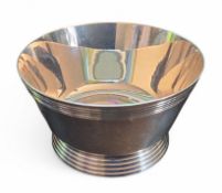 Keith Murray for Mappin and Webb, an Art Deco style silver plated bowl, W27688, conical form, with