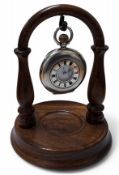 A Swiss silver half hunter pocket watch, top winder movement, white enamel dial, Roma numerals,