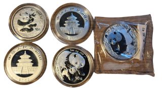 Numismatics - 2000 China Panda 10 Yuan solid .999 silver 1oz coin, encapsulated;  others, 2001,