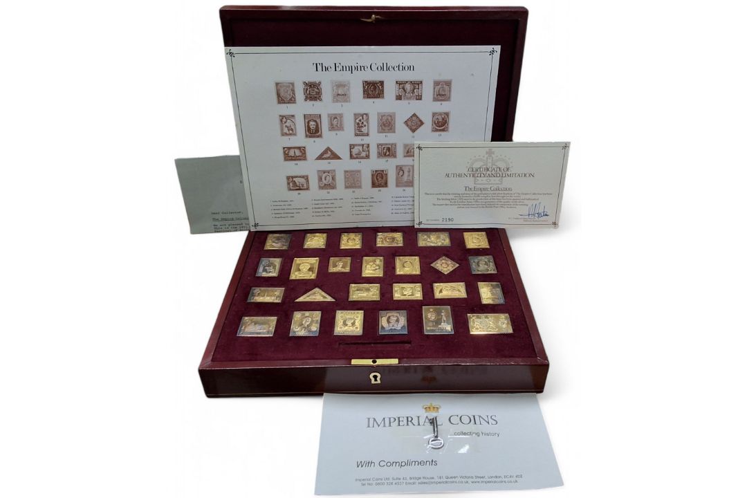 A Hallmark Replicas Limited set, The Empire Collection, twenty five silver gilt stamps, total