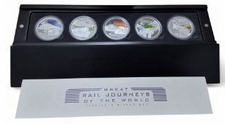 A Perth Mint Great Rail Journeys of the World Five - Coin Silver Proof Set, comprising Trans-