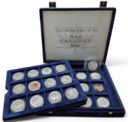 Twenty two Royal Canadian Fine Silver £5 coins, each 31.11g, total weight 684.42g, nineteen in