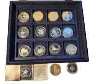 Fifteen silver Canada Proof Dollars, each approx 25g, all encapsulated,  blue felt box