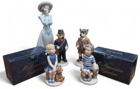 A Royal Copenhagen Millennium Figurine Frederick, boxed; another Emma, boxed; a NAO figure of a