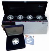 A Royal Mint The Queens Portrait Collection 925 Silver Proof £5 coin set, total weight (from COA),