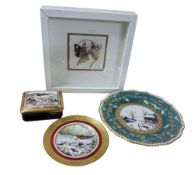 An English Porcelain shaped circular, painted by J. McLaughlin, signed, with a winter's morning,