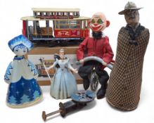 An early 20th century German Lehman tinplate swaying figure, clockwork, missing arms, key (af); a