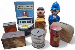 A British Sailors Society collection box; a 'The Bishop of Derby's Appeal (Million Crowns Fund),