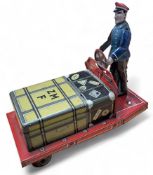 A ZMF (US Zone, Germany) tinplate clockwork Luggage Trolley and Porter