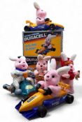 Advertising a - Duracell Racing Bunny, boxed; another loose; a Duracell Ultra Space Scooter Bunny,