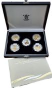 A Royal Mint 2006 Britannia Golden Silhouette Collection, five two pound coins, each 958.4 silver,