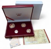 South African Mint 20085 917 gold proof four-coin Krugerrand set comprising 1oz, 1/2oz, 1/4oz and