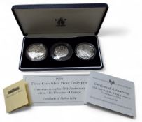 A Royal Mint 1994 Three-Coin Silver Proof Collection Commemorating the 50th Anniversary of the