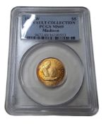 A US Vault Collection .900 gold $5 James Madison and the Bill of Rights coin, dated 1993, graded